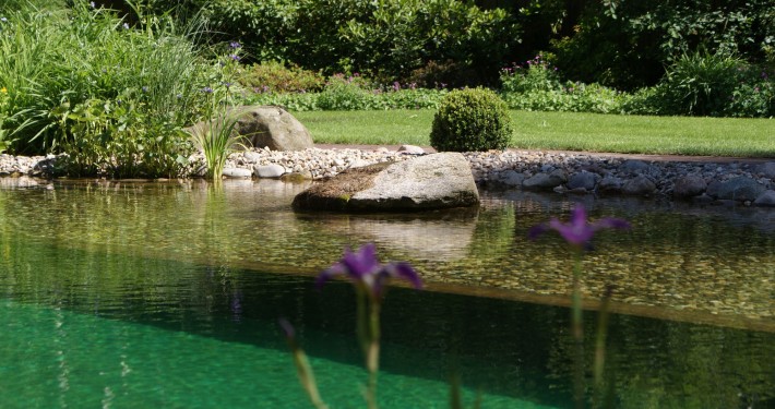 Ein Quellstein in der Flachwasserzone ist ideal zum Spieln für kleinere Kinder